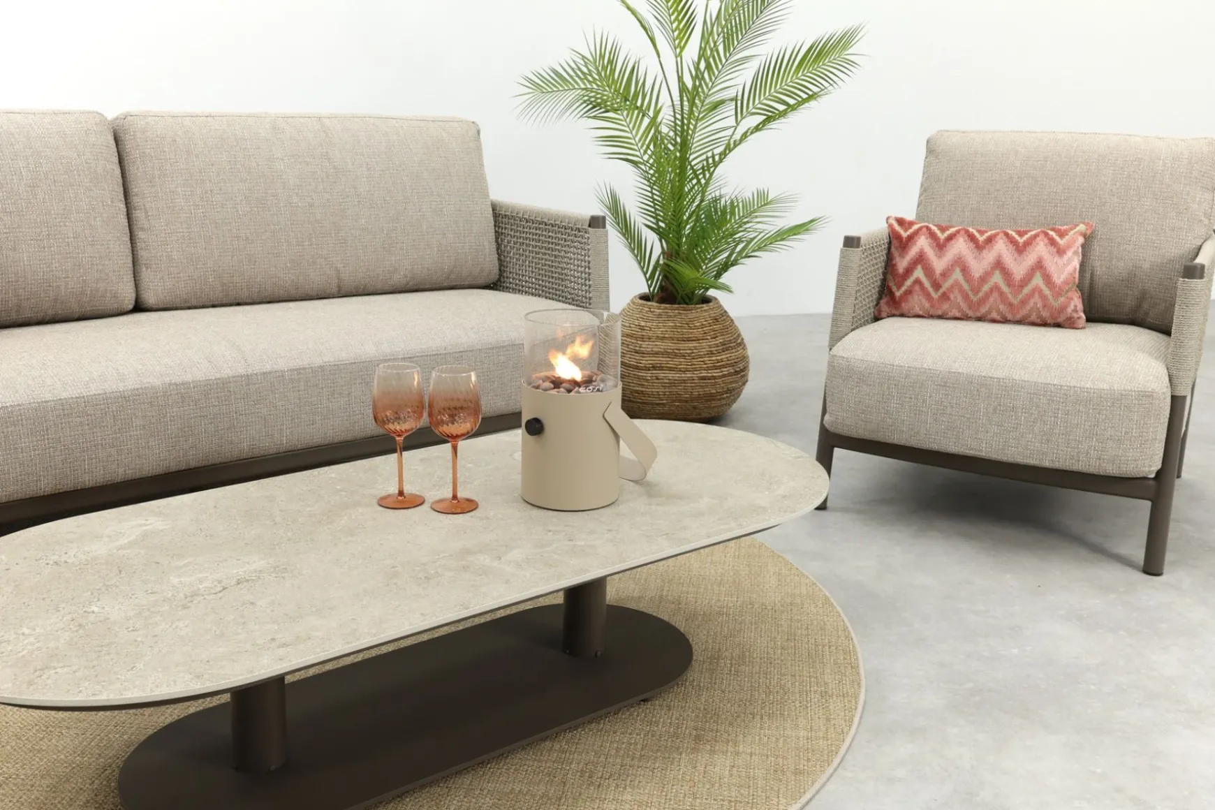 4SO Savanne/Boaz stoel-bank loungeset met ovale loungetafel - Terre