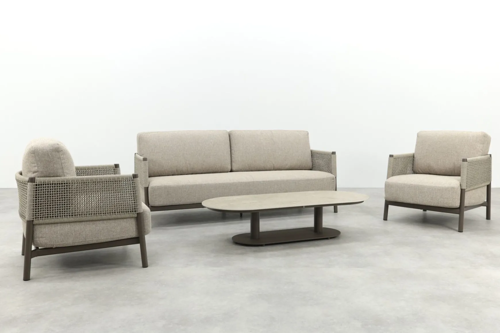 4SO Savanne/Boaz stoel-bank loungeset met ovale loungetafel - Terre