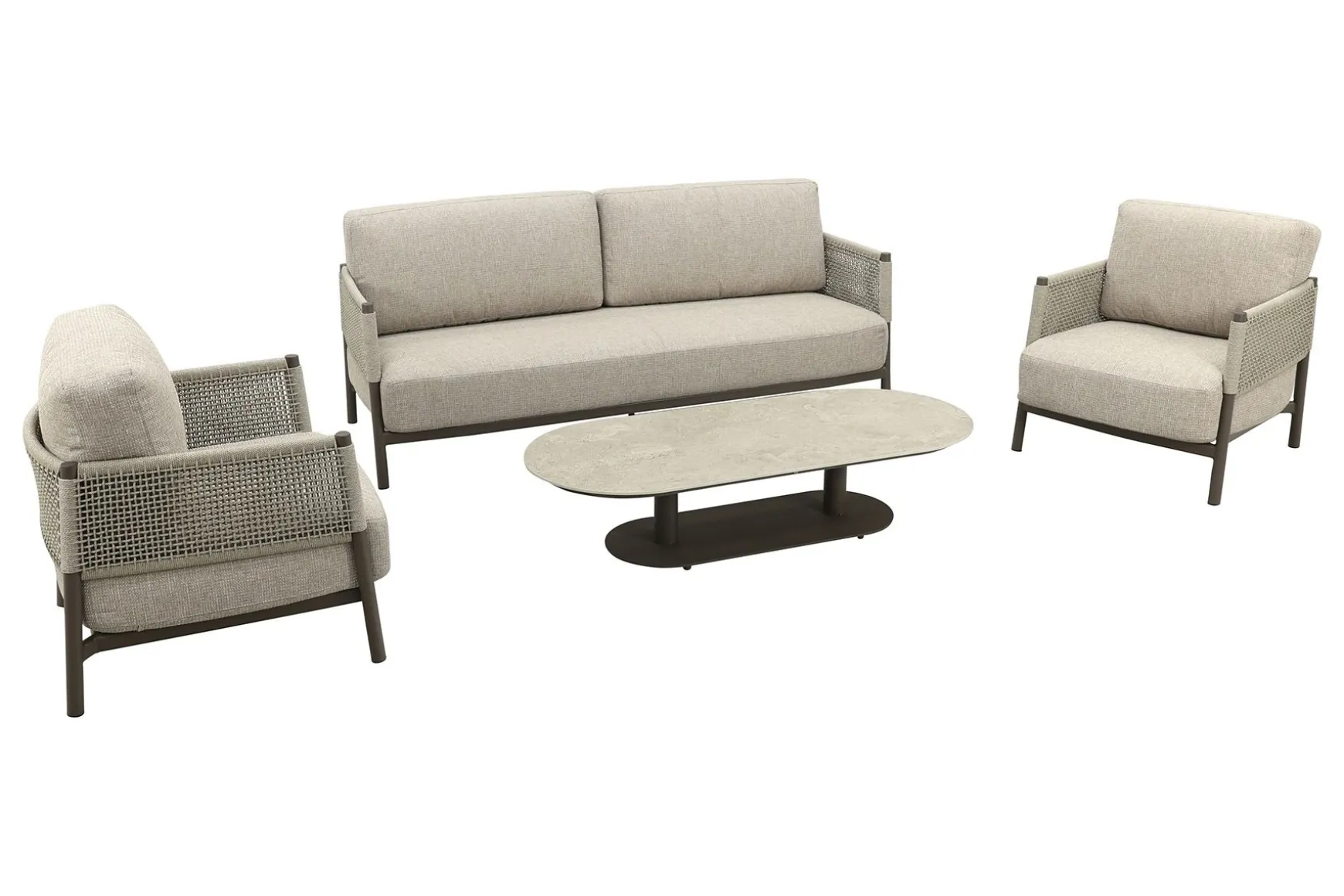 4SO Savanne/Boaz stoel-bank loungeset met ovale loungetafel - Terre