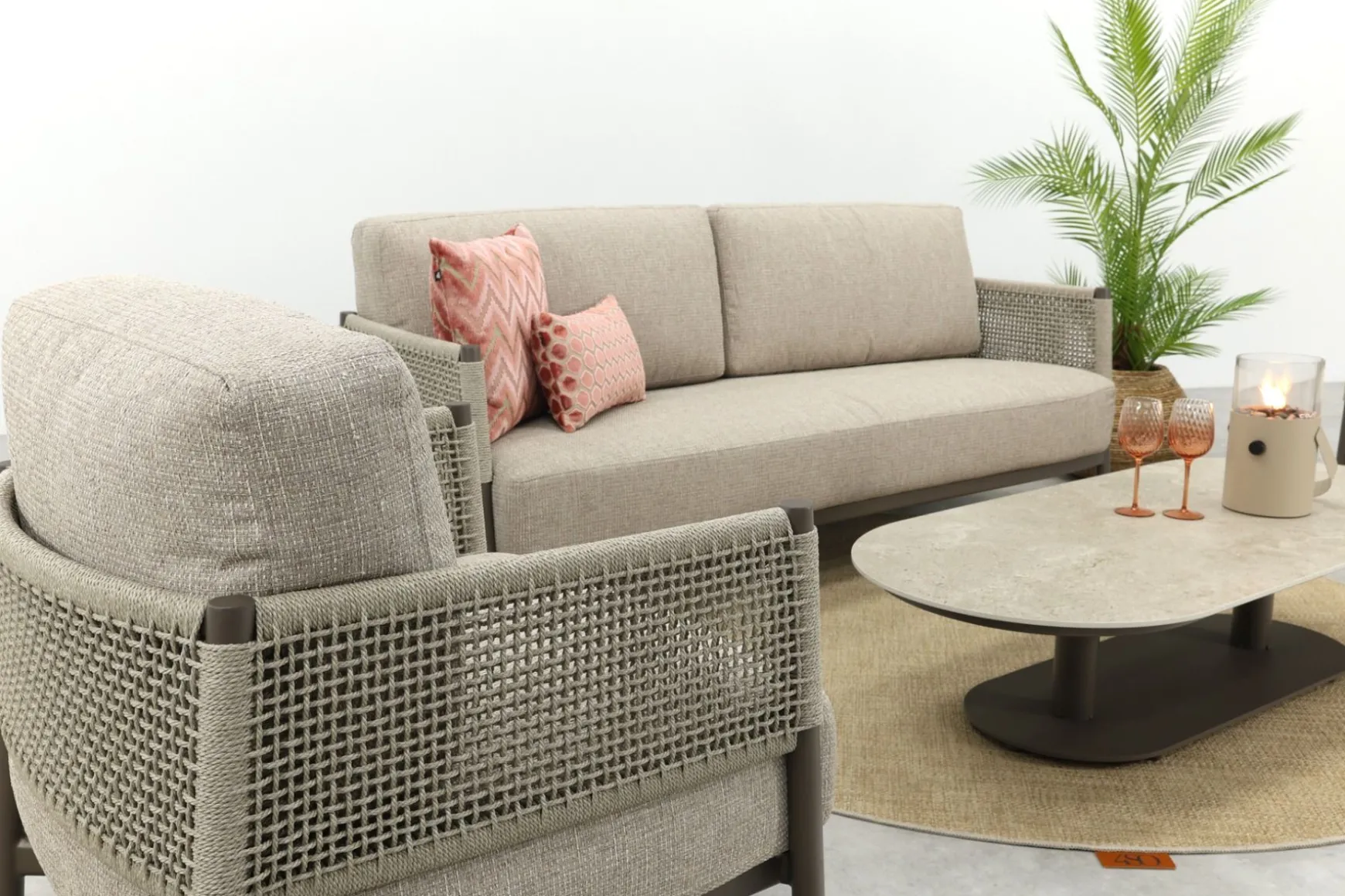 4SO Savanne/Boaz stoel-bank loungeset met ovale loungetafel - Terre