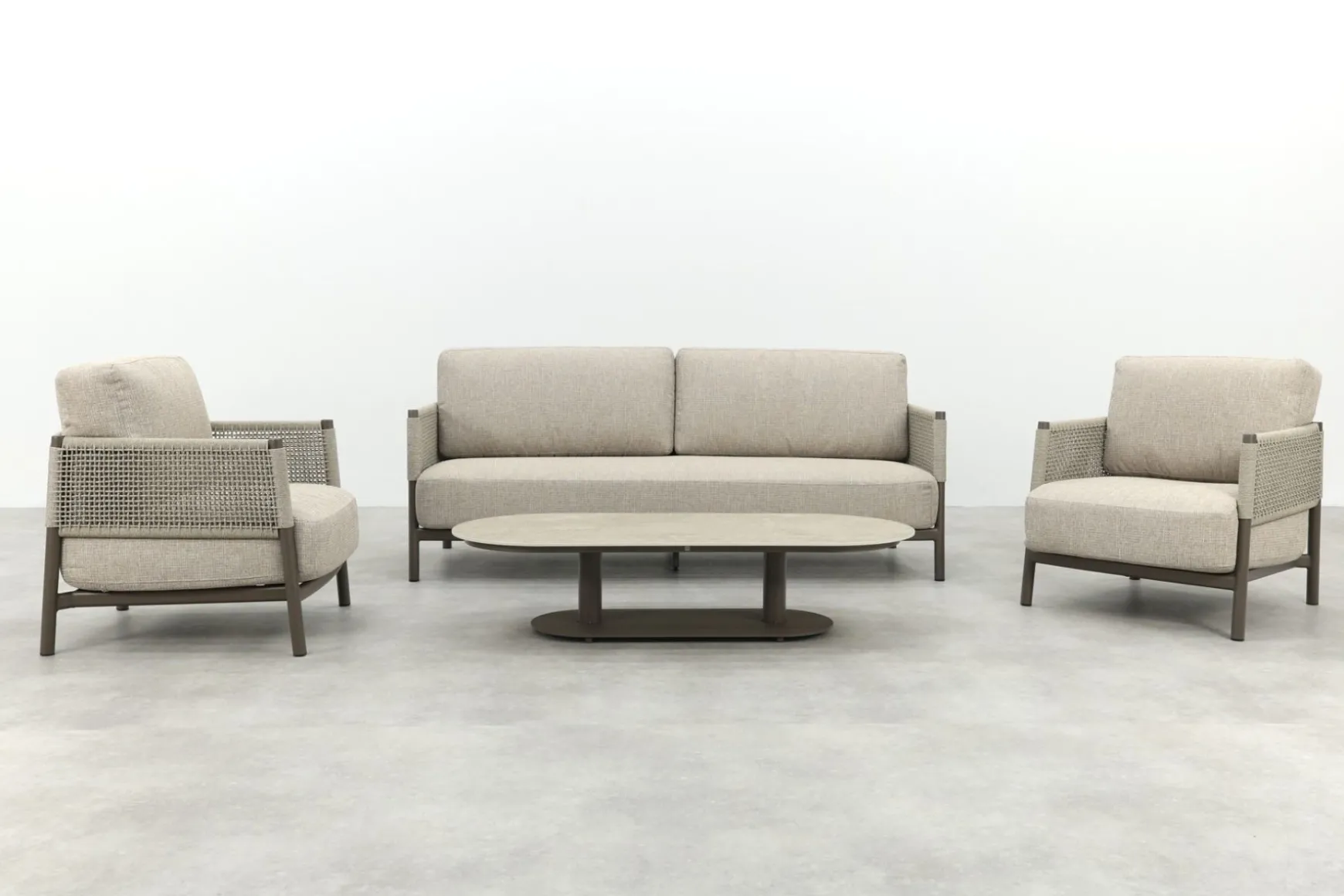 4SO Savanne/Boaz stoel-bank loungeset met ovale loungetafel - Terre
