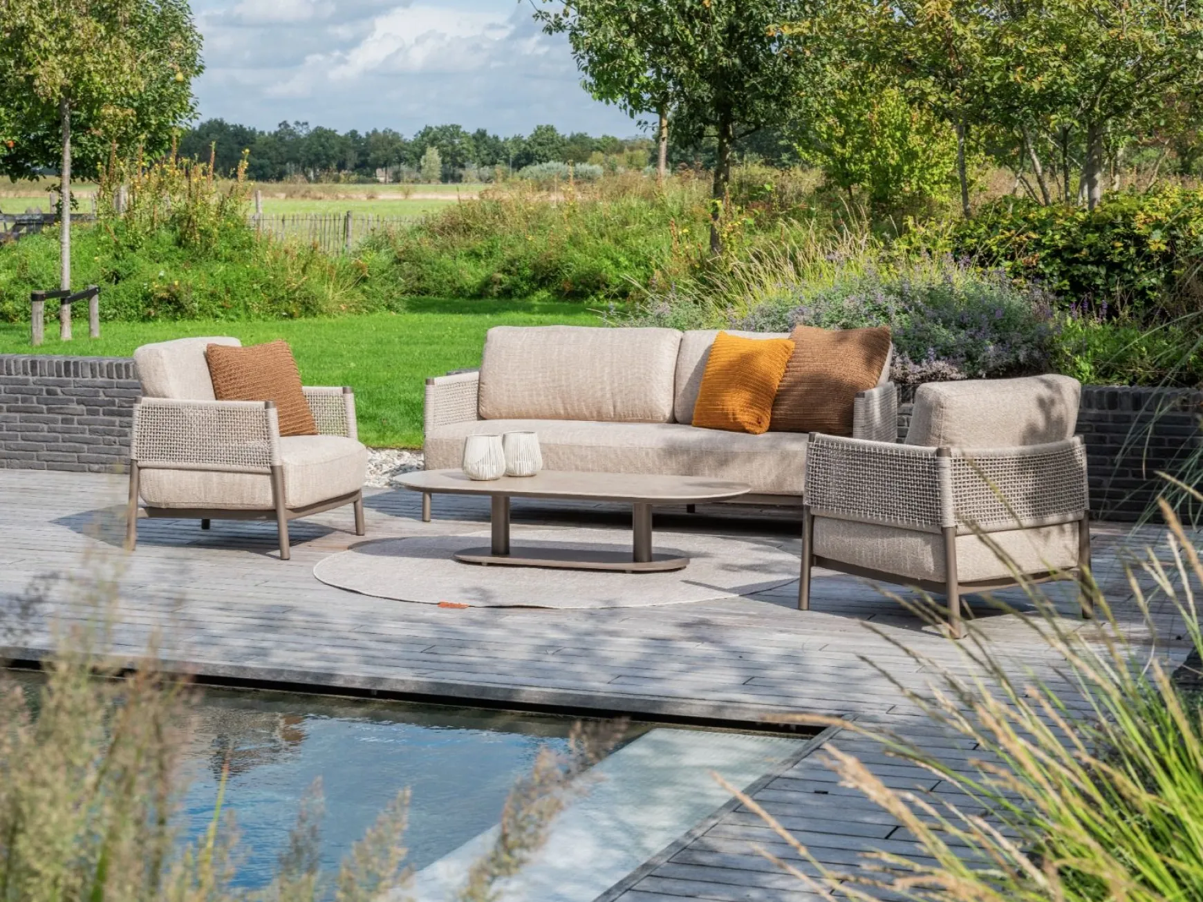 4SO Savanne/Boaz stoel-bank loungeset met ovale loungetafel - Terre