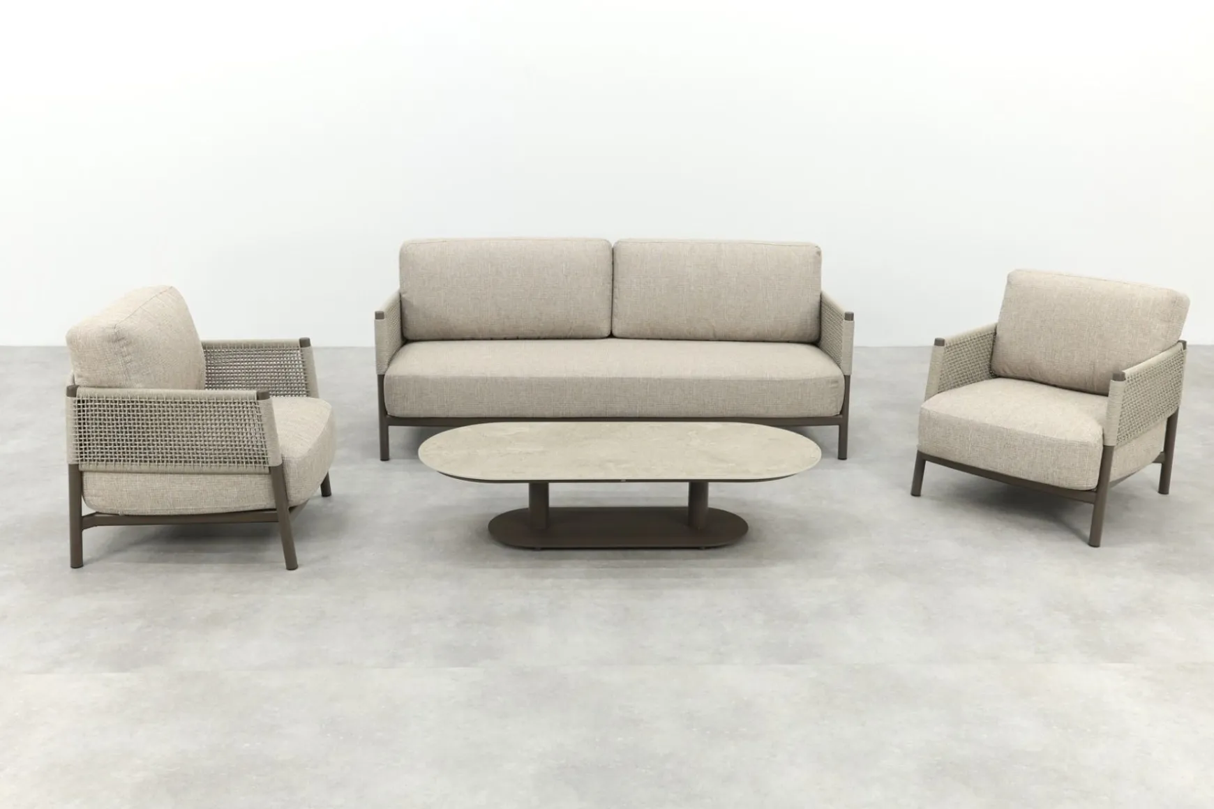 4SO Savanne/Boaz stoel-bank loungeset met ovale loungetafel - Terre