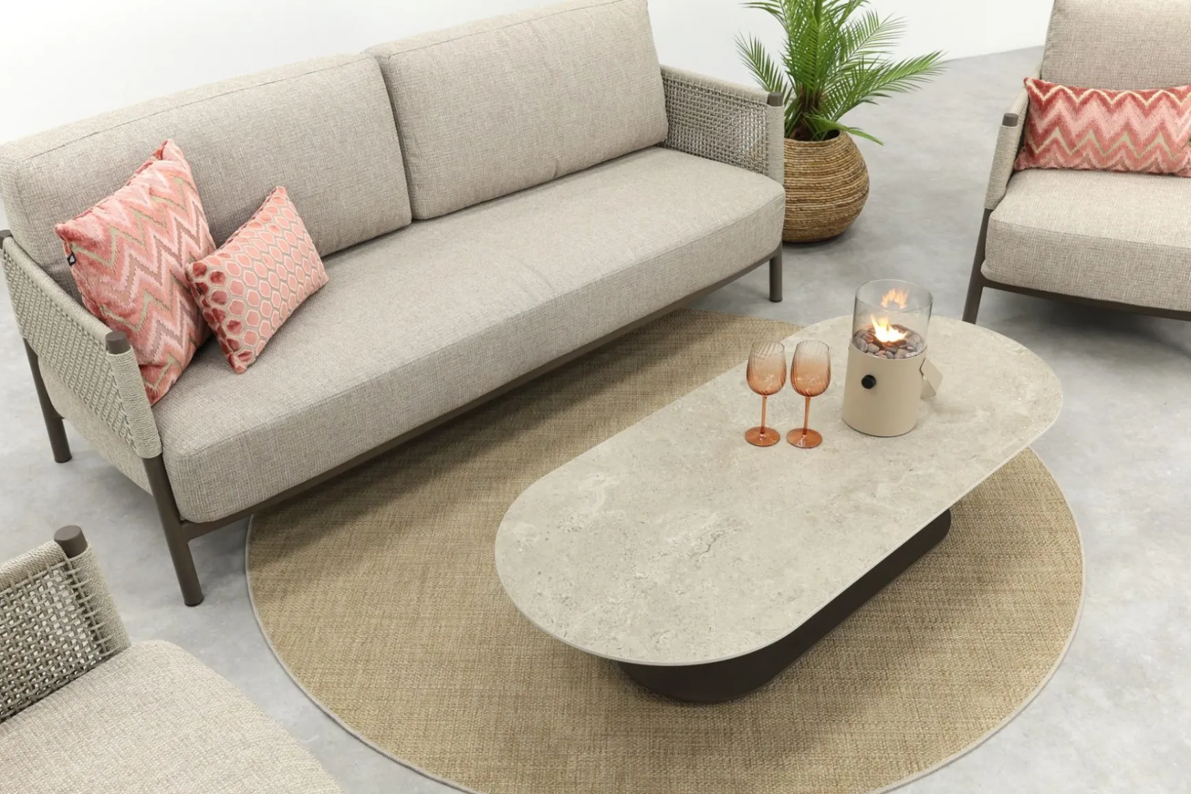 4SO Savanne/Boaz stoel-bank loungeset met ovale loungetafel - Terre