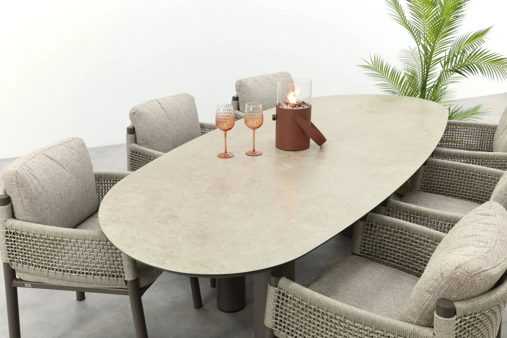 4SO Savanne/Denia 6-persoons organische tuinset 240x105 cm. - Terre