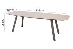 4SO Savanne/Manolo 6-persoons Deens ovale tuinset 240x103 cm. - Terre