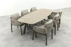 4SO Savanne/Manolo 6-persoons Deens ovale tuinset 240x103 cm. - Terre