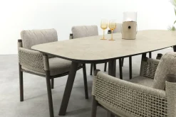 4SO Savanne/Manolo 6-persoons Deens ovale tuinset 240x103 cm. - Terre