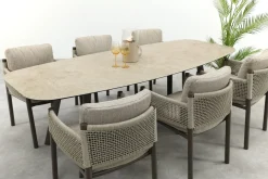 4SO Savanne/Manolo 6-persoons Deens ovale tuinset 240x103 cm. - Terre