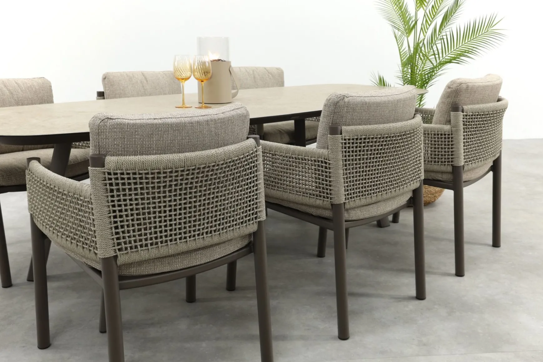 4SO Savanne/Manolo 6-persoons Deens ovale tuinset 240x103 cm. - Terre