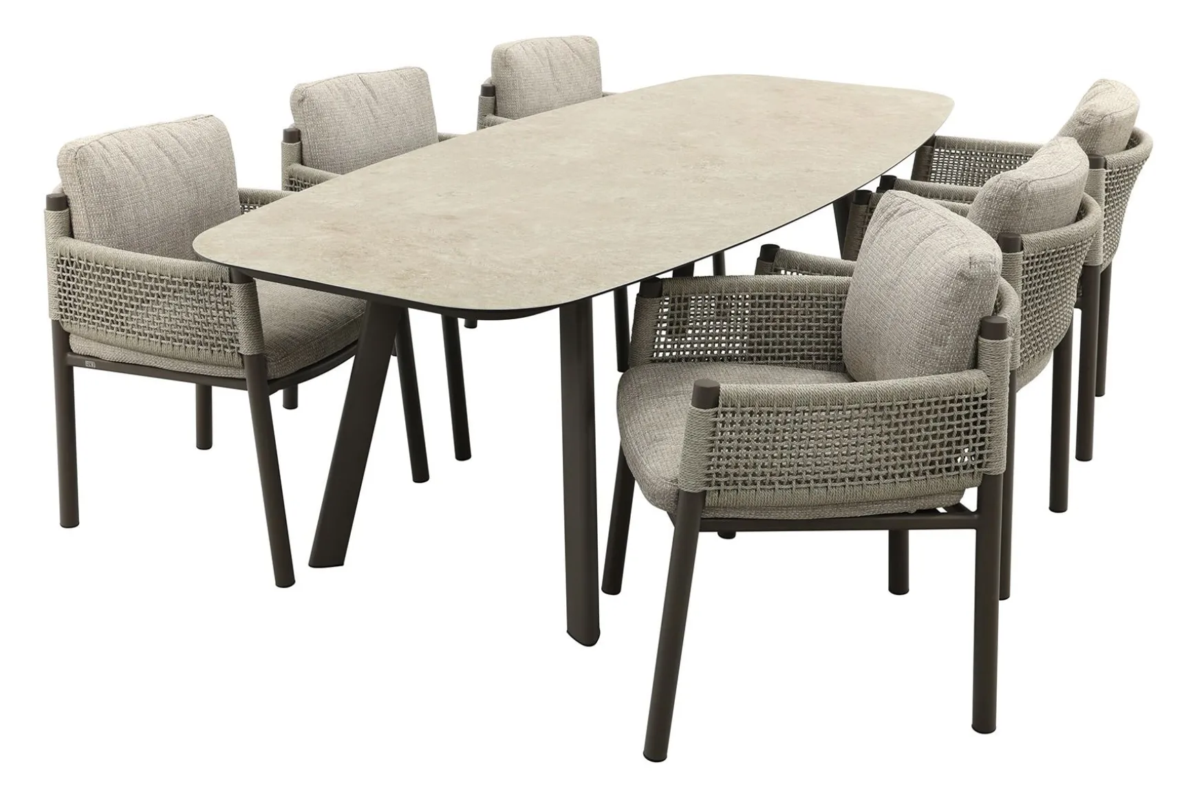 4SO Savanne/Manolo 6-persoons Deens ovale tuinset 240x103 cm. - Terre