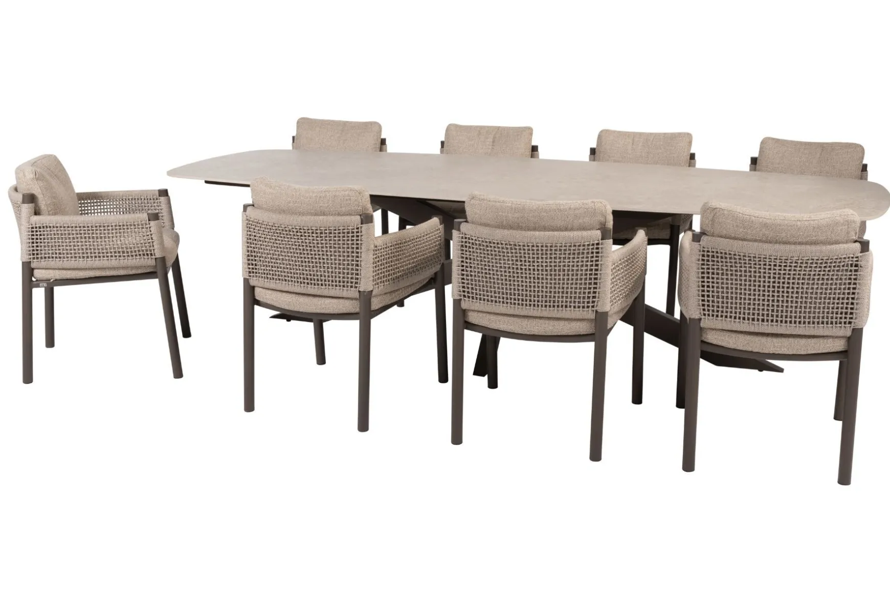 4SO Savanne/Prado 8-persoons Deens ovale tuinset 300x110 cm. - Terre