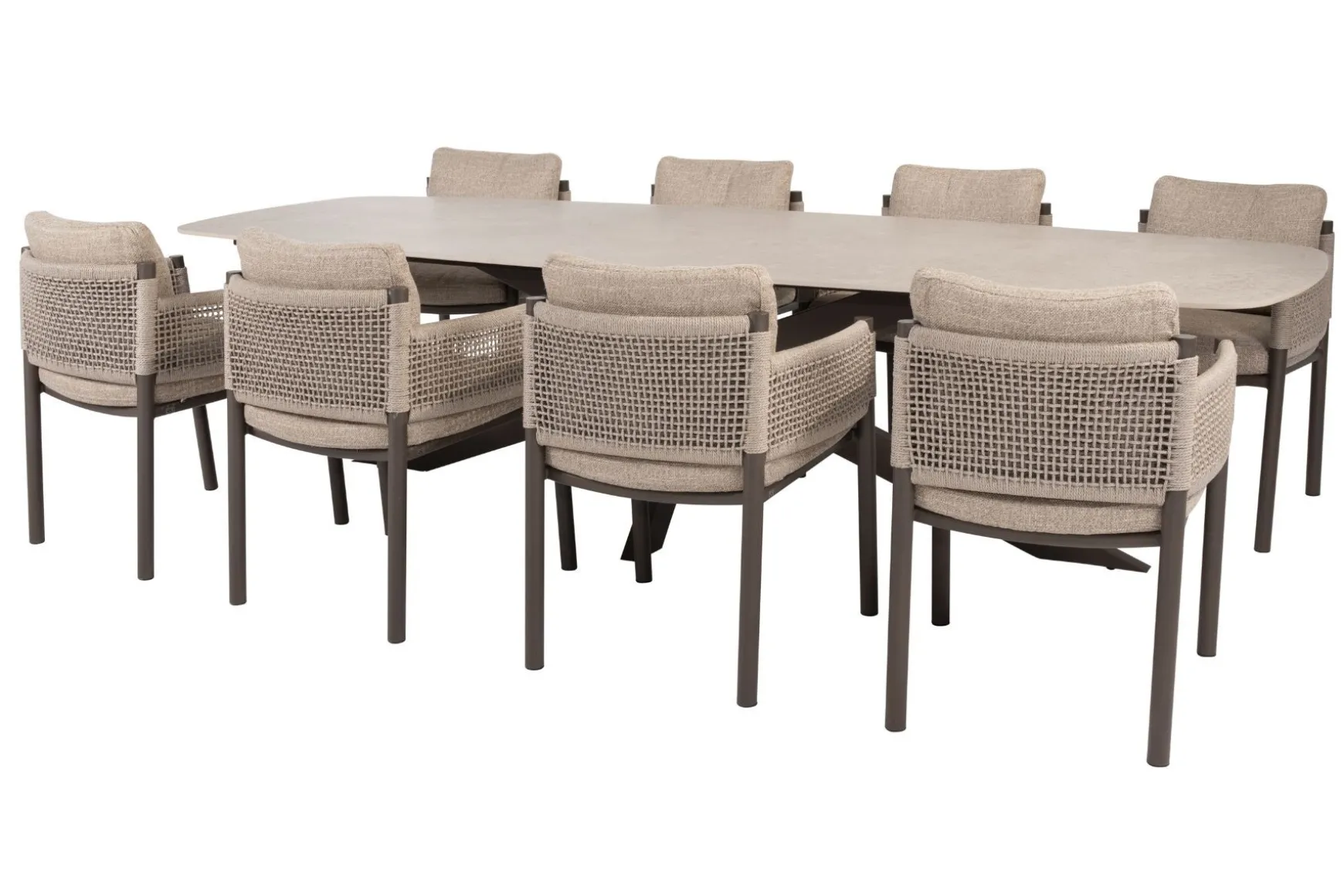 4SO Savanne/Prado 8-persoons Deens ovale tuinset 300x110 cm. - Terre