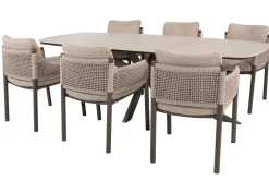 4SO Savanne/Prado 6-persoons Deens ovale tuinset 240x105 cm. - Terre