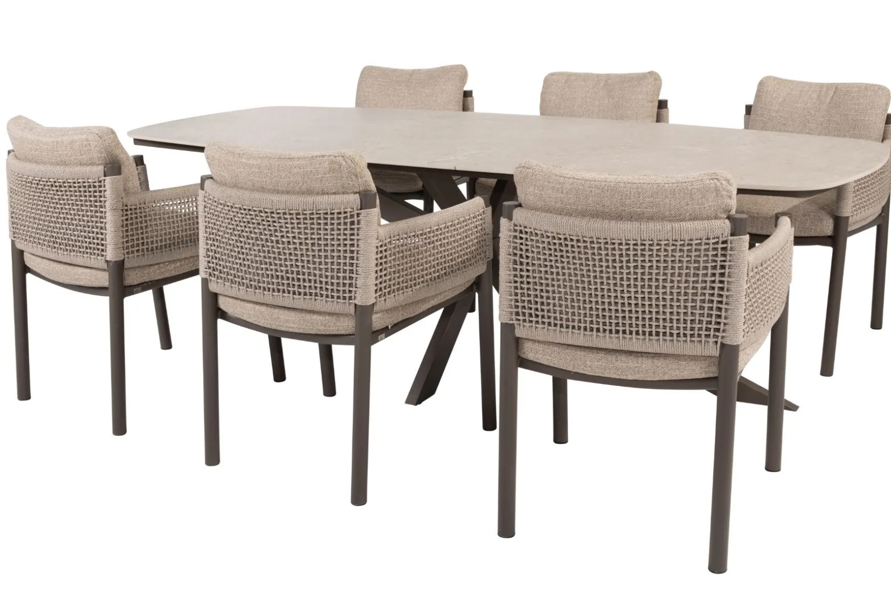 4SO Savanne/Prado 6-persoons Deens ovale tuinset 240x105 cm. - Terre