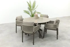 4SO Savanne/Prado 4-persoons ronde dining tuinset Ø130 cm. - Terre