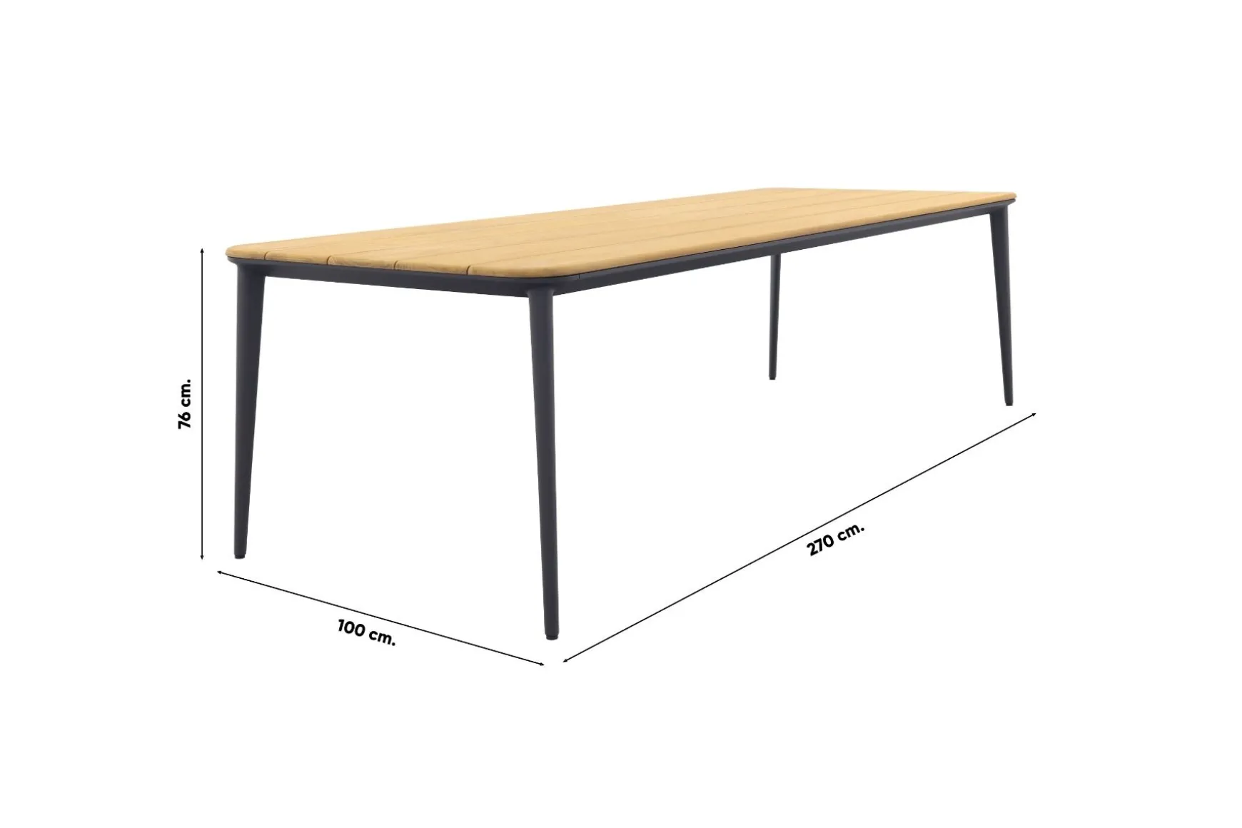 Stripe/Alaska tuinset - teak/aluminium - antraciet-270x100 cm.