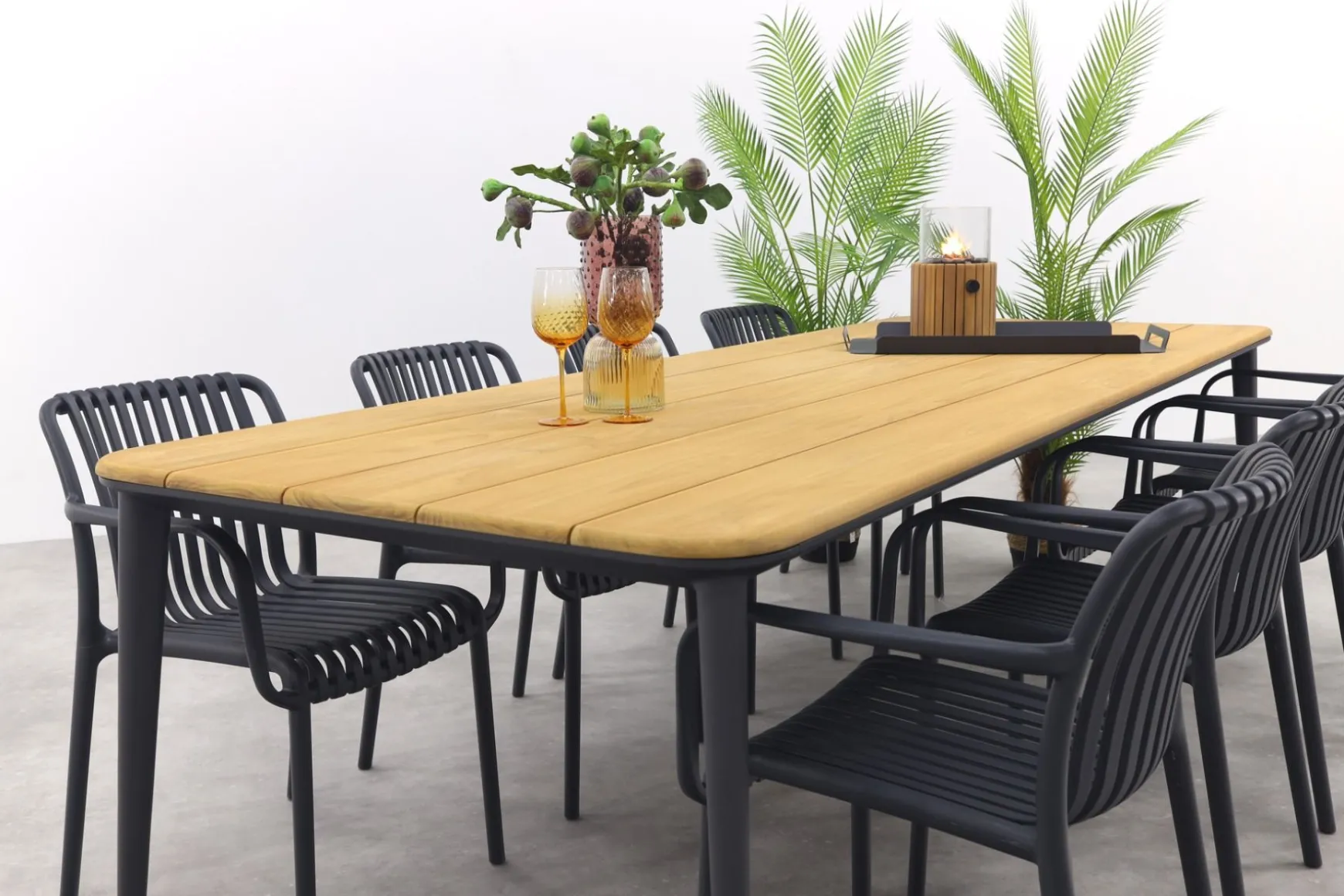 Stripe/Alaska tuinset - teak/aluminium - antraciet-270x100 cm.