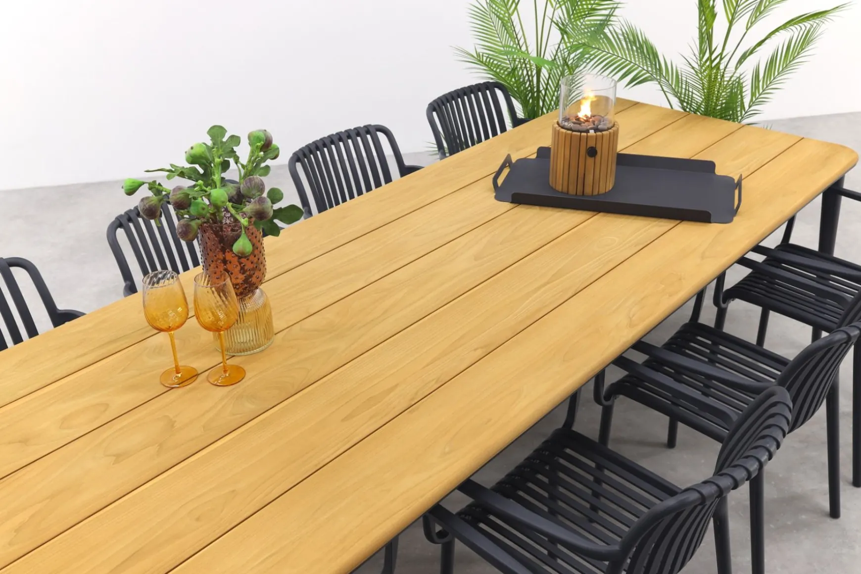 Stripe/Alaska tuinset - teak/aluminium - antraciet-270x100 cm.