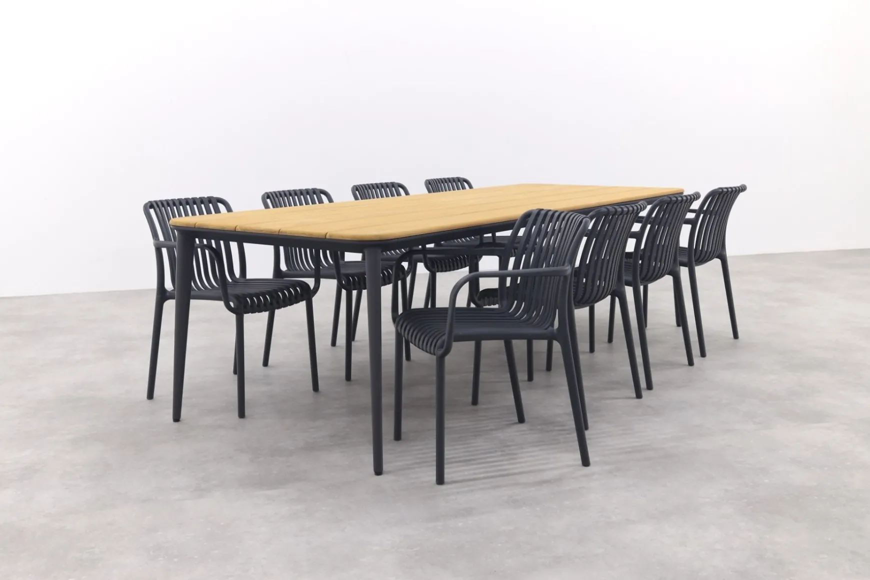 Stripe/Alaska tuinset - teak/aluminium - antraciet-270x100 cm.
