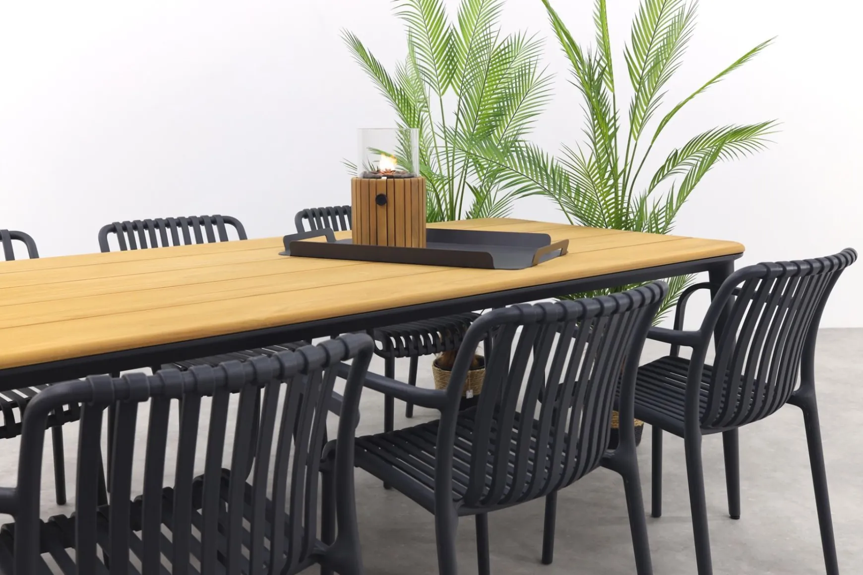 Stripe/Alaska tuinset - teak/aluminium - antraciet-270x100 cm.