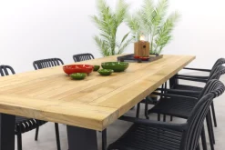 Stripe/Keltex tuinset-teak/aluminium-antraciet-265x101 cm.