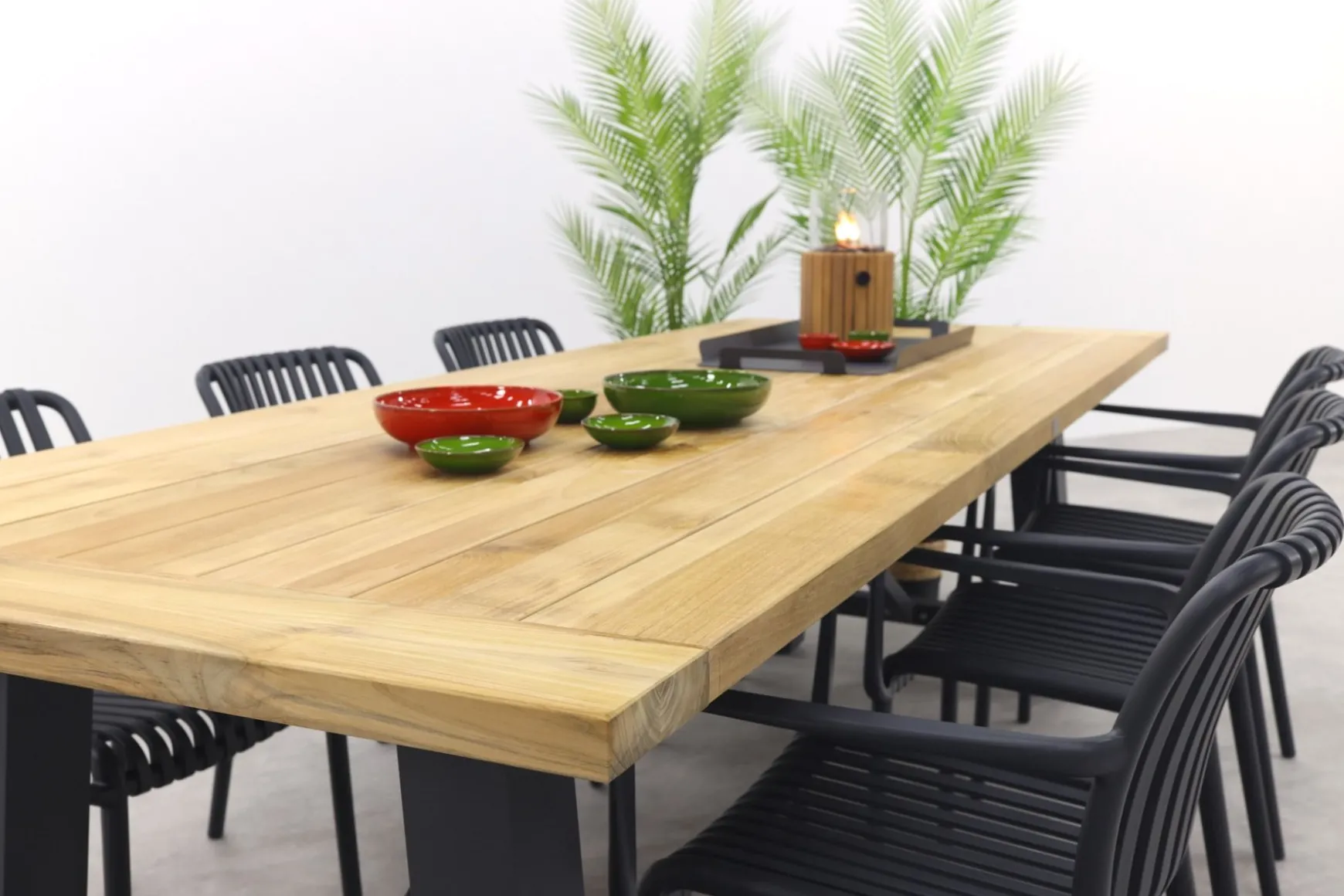 Stripe/Keltex tuinset-teak/aluminium-antraciet-265x101 cm.