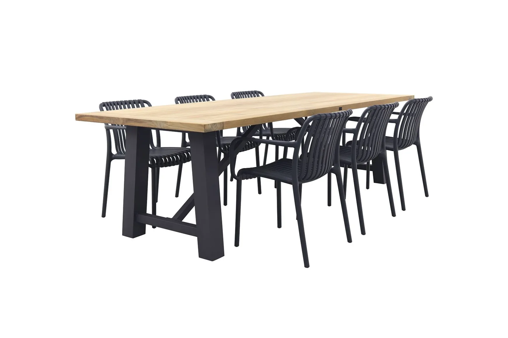 Stripe/Keltex tuinset-teak/aluminium-antraciet-265x101 cm.