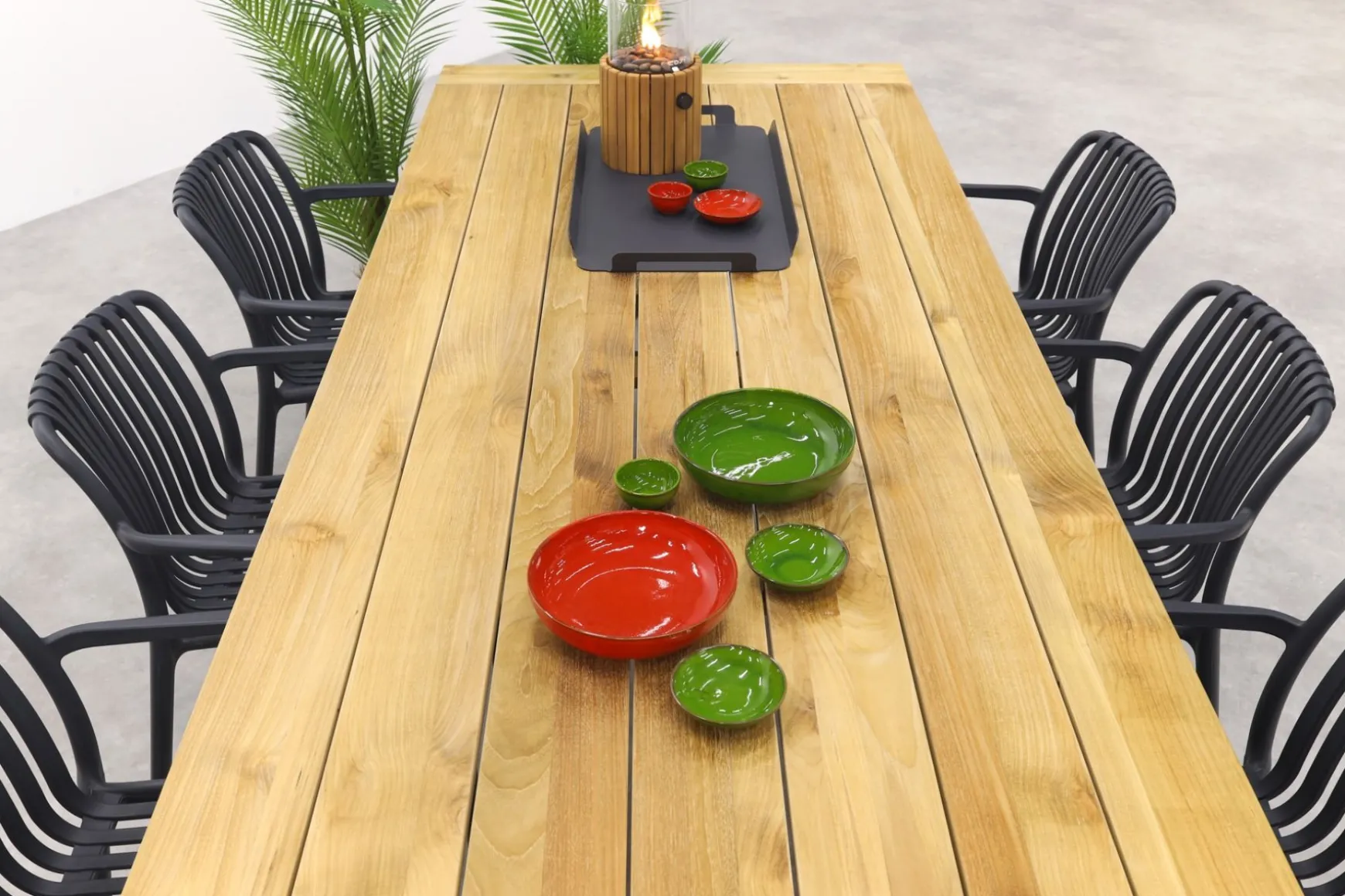Stripe/Keltex tuinset-teak/aluminium-antraciet-265x101 cm.