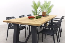 Stripe/Keltex tuinset-teak/aluminium-antraciet-265x101 cm.