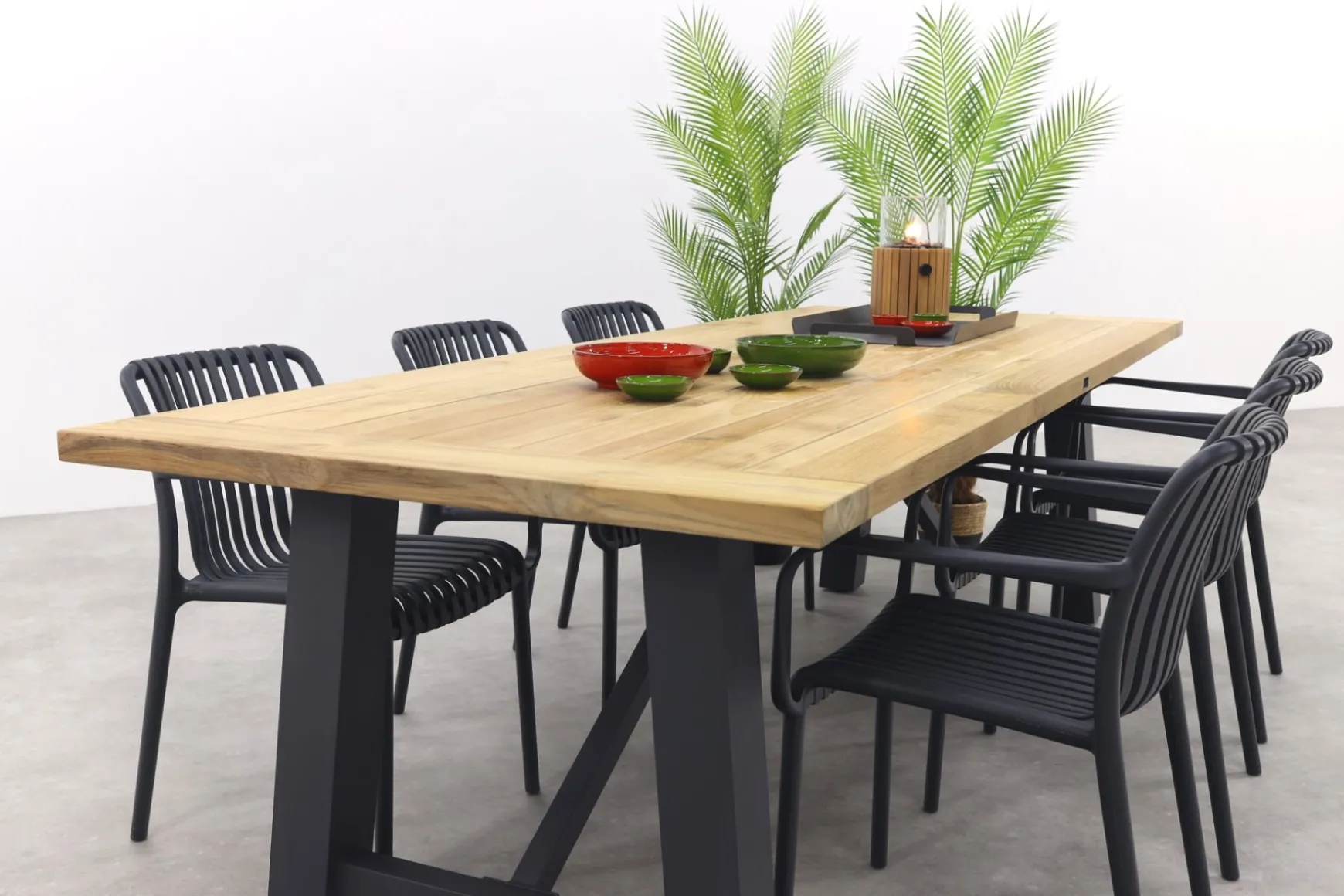 Stripe/Keltex tuinset-teak/aluminium-antraciet-265x101 cm.