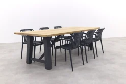 Stripe/Keltex tuinset-teak/aluminium-antraciet-265x101 cm.