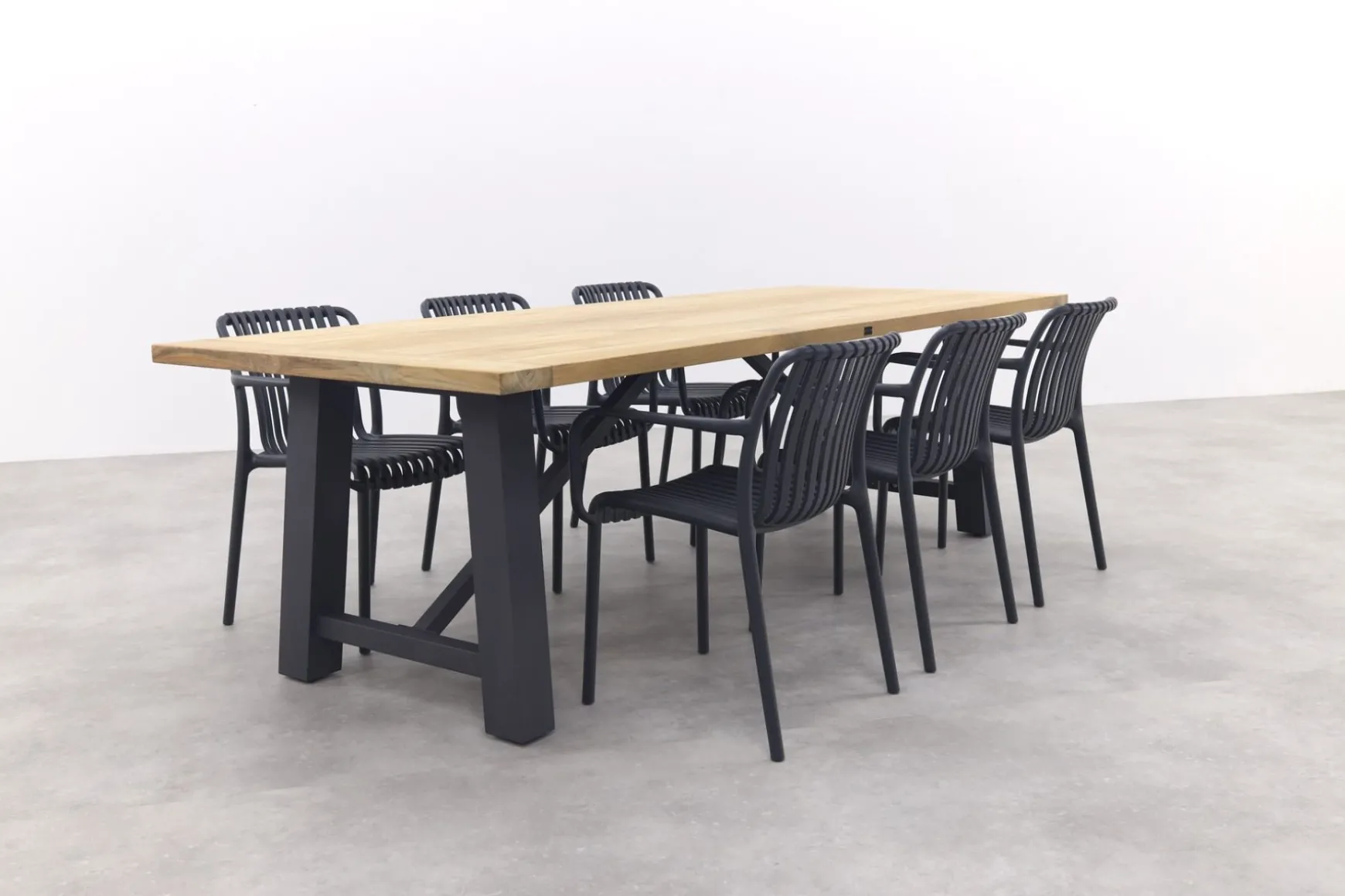 Stripe/Keltex tuinset-teak/aluminium-antraciet-265x101 cm.
