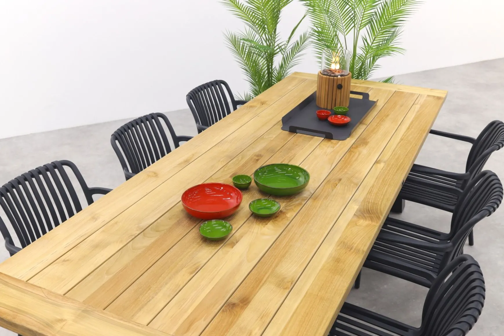 Stripe/Keltex tuinset-teak/aluminium-antraciet-265x101 cm.