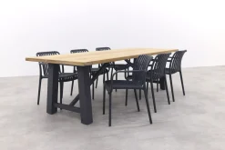 Stripe/Keltex tuinset-teak/aluminium-antraciet-265x101 cm.