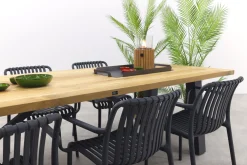 Stripe/Keltex tuinset-teak/aluminium-antraciet-265x101 cm.