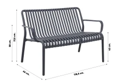 Stripe loungebank 2-zits - antraciet