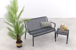 Stripe loungebank 2-zits - antraciet