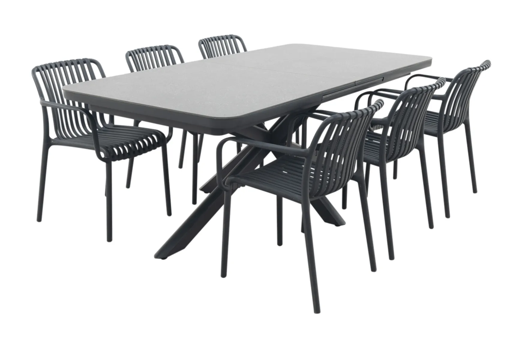 Stripe/Montreal tuinsets - Met uitschuifbare tuintafel - 6 persoons