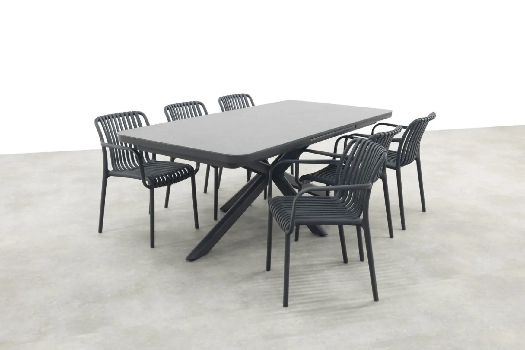 Stripe/Montreal tuinsets - Met uitschuifbare tuintafel - 6 persoons
