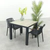 Stripe/Nola stapelbare tuinset 90x90 cm. - Antraciet/Houtlook