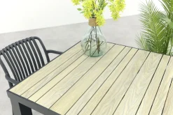 Stripe/Nola stapelbare tuinset 90x90 cm. - Antraciet/Houtlook
