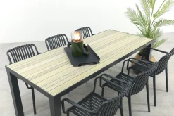 Stripe/Nola stapelbare tuinset 210x90 cm. - Antraciet/Houtlook