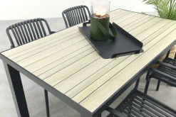 Stripe/Nola stapelbare tuinset 160x90 cm. - Antraciet/Houtlook