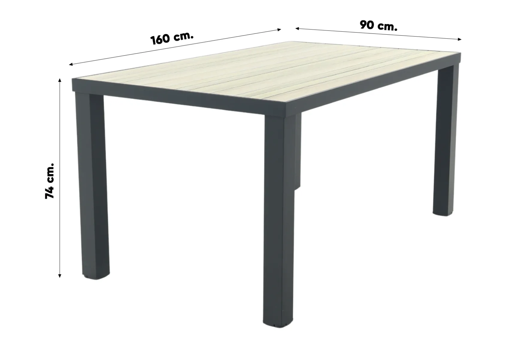 Stripe/Nola stapelbare tuinset 160x90 cm. - Antraciet/Houtlook