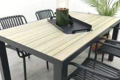 Stripe/Nola stapelbare tuinset 160x90 cm. - Antraciet/Houtlook
