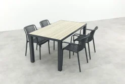 Stripe/Nola stapelbare tuinset 160x90 cm. - Antraciet/Houtlook