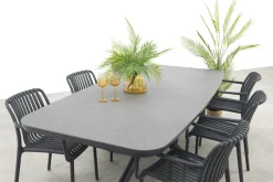 Stripe/Soreno Deens ovale stapelbare tuinset 240x110 cm. - Licht grijs/Antraciet