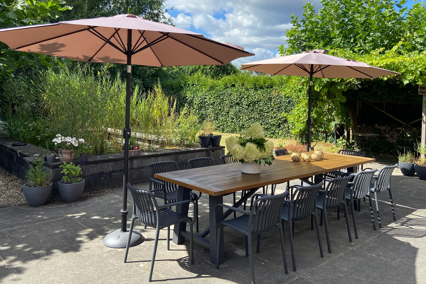 Stripe stapelbare tuinstoel - Antraciet