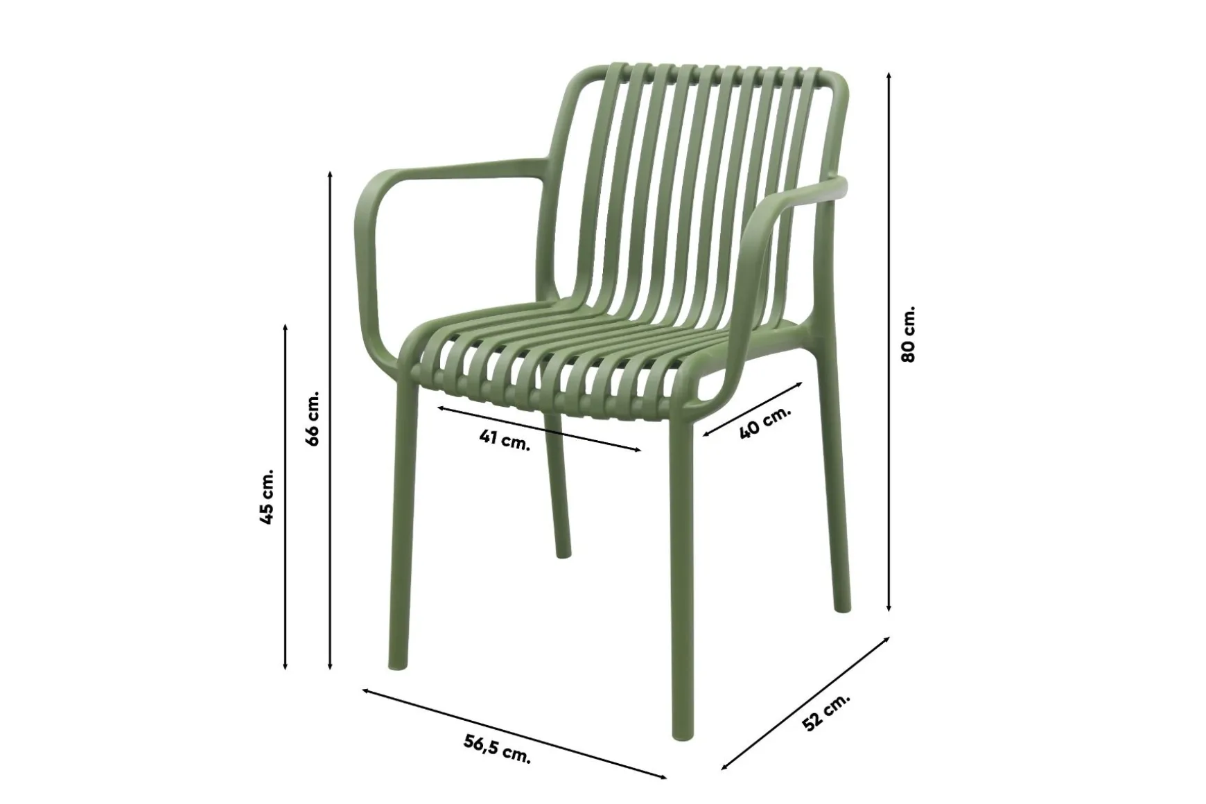 Stripe stapelbare tuinstoel - Mosgroen